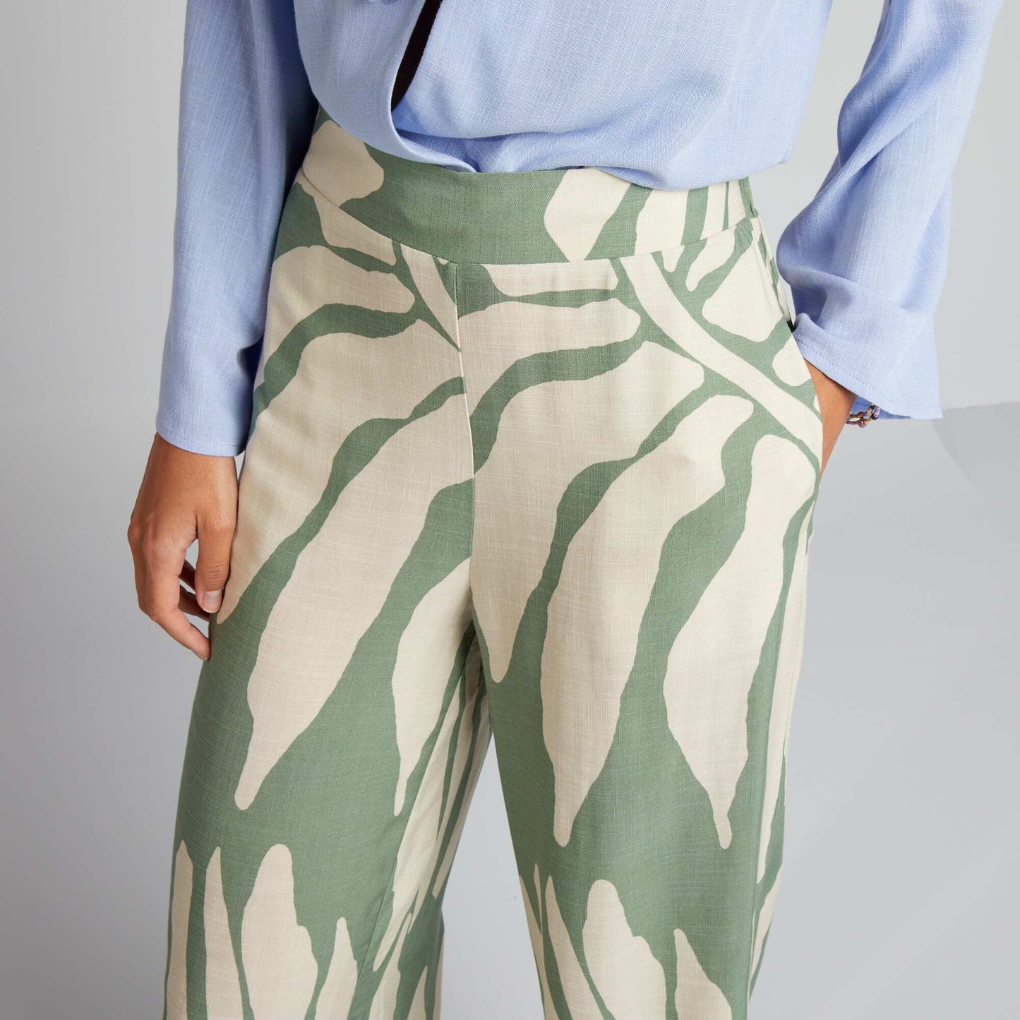 Printed wide-leg trousers GREEN