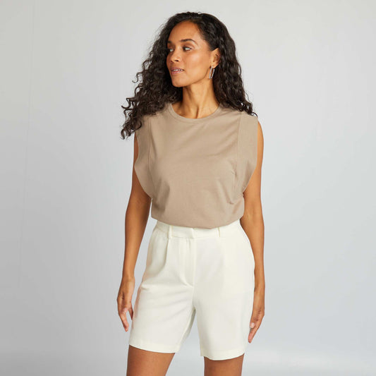 High-waisted pleated shorts WHITE