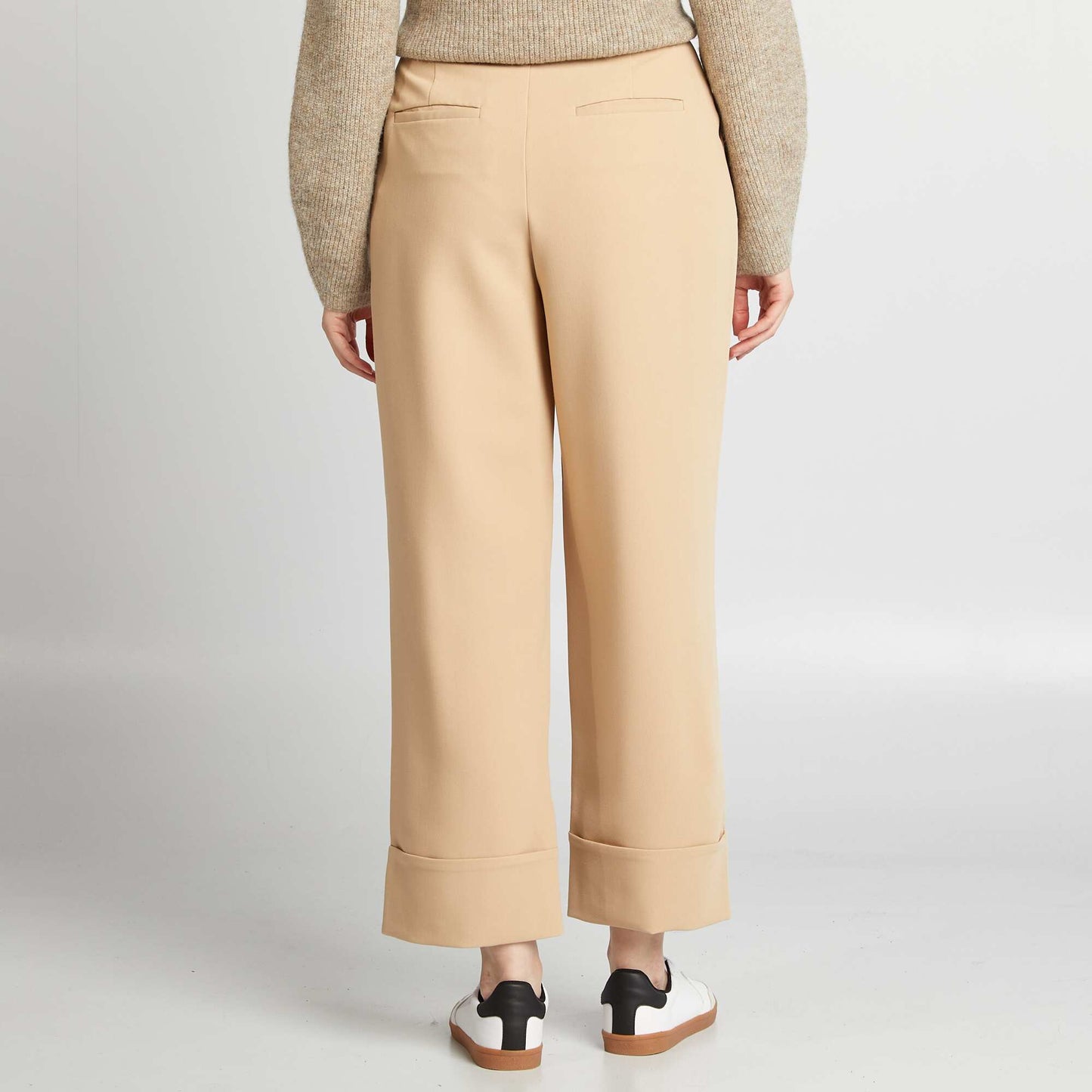 Cuffed cigarette trousers BEIGE