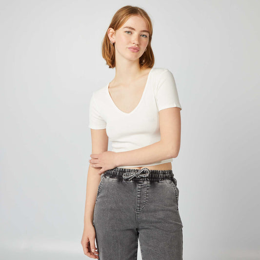 Basic cropped T-shirt WHITE