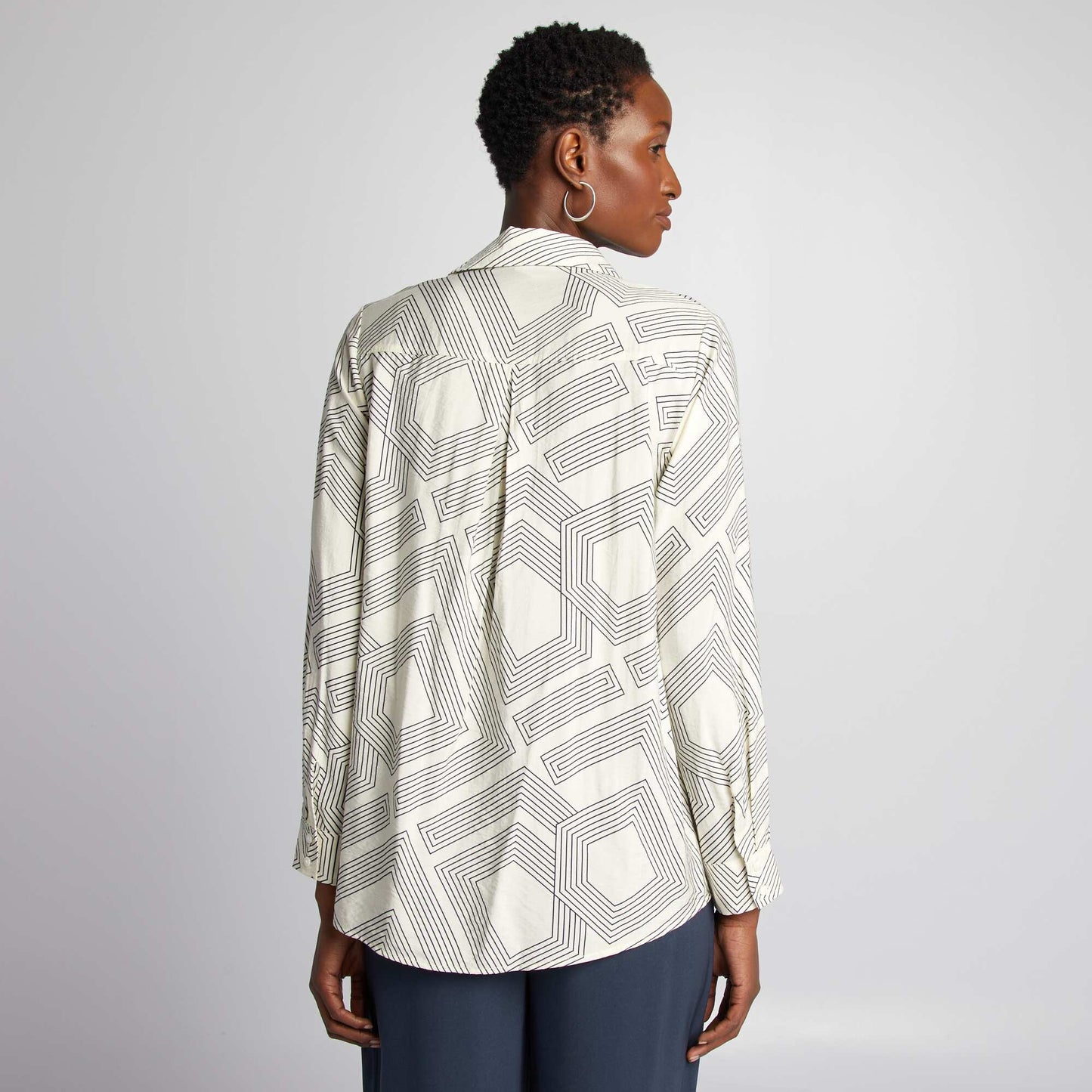 Longline graphic print shirt BEIGE