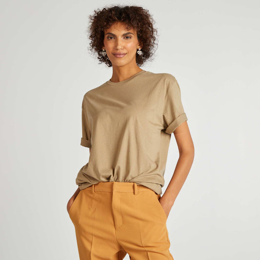 Basic slinky T-shirt KHAKI