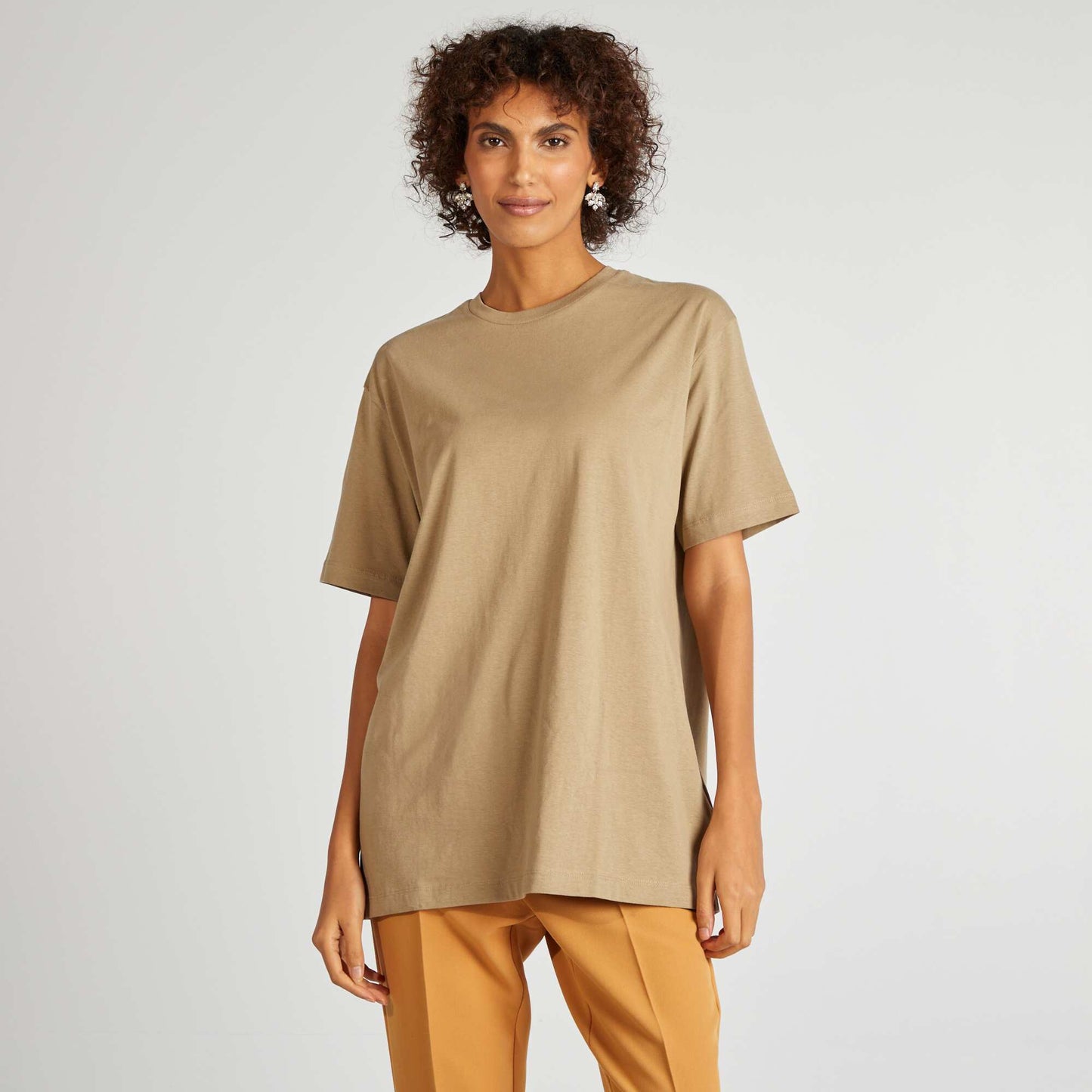 Basic slinky T-shirt KHAKI