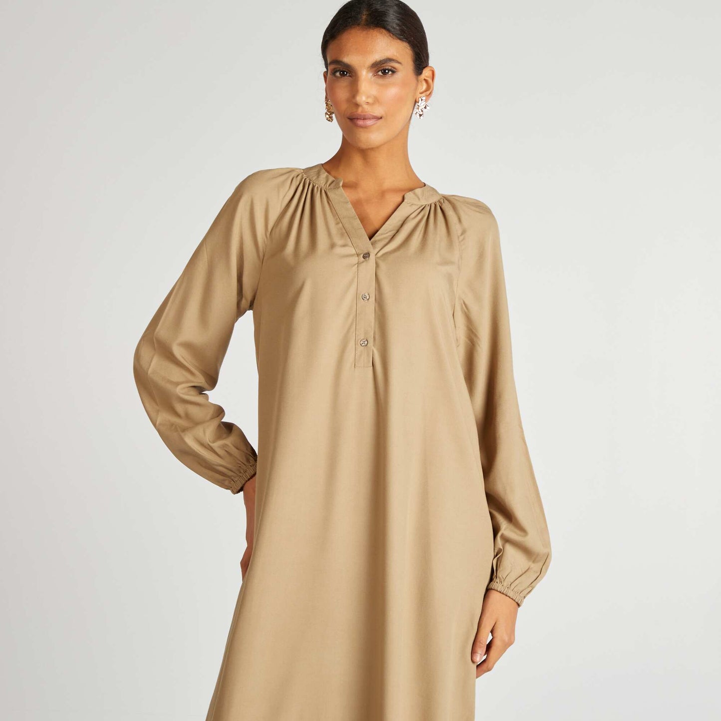 Plain long dress KHAKI