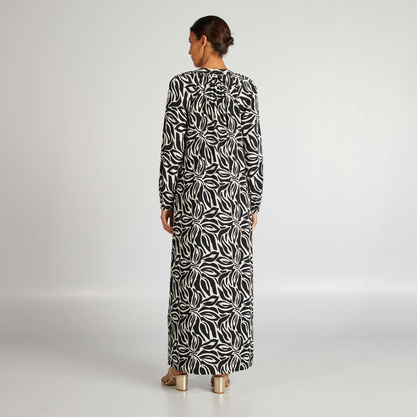 Long patterned dress BLACK