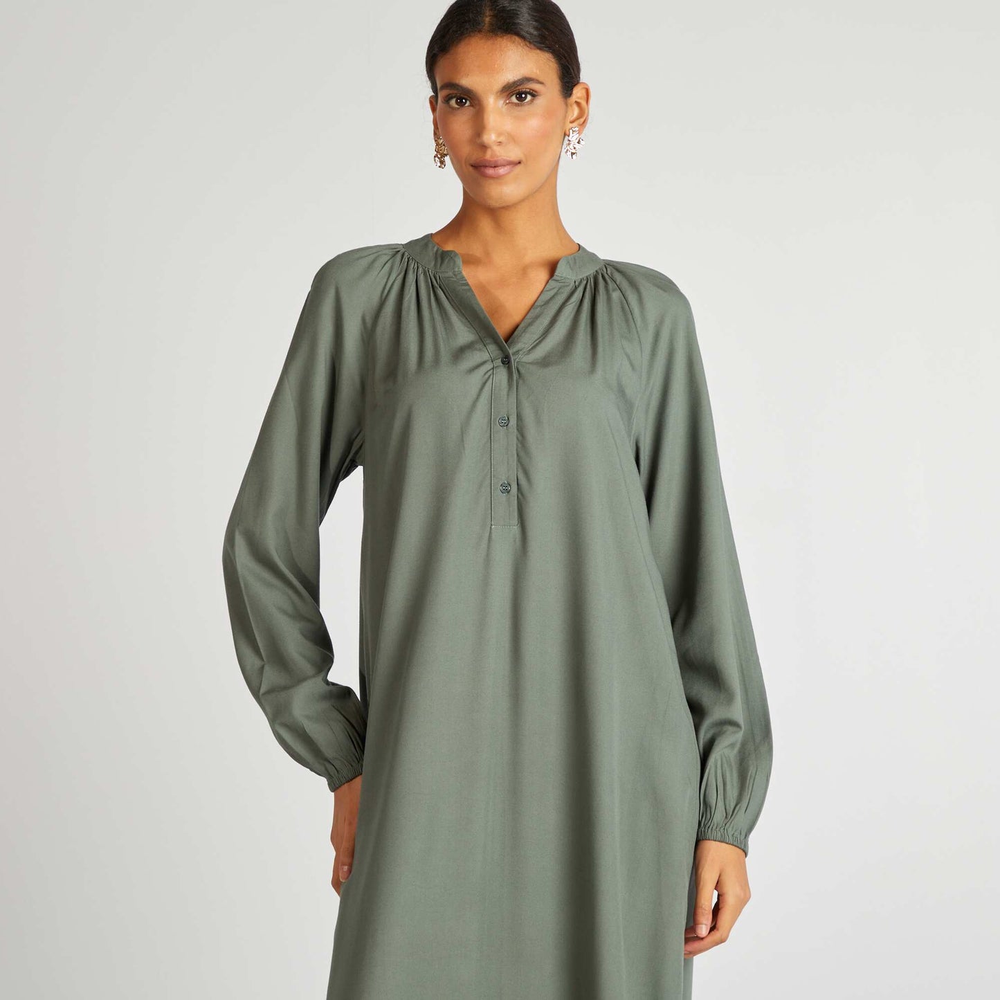 Plain long dress GREEN