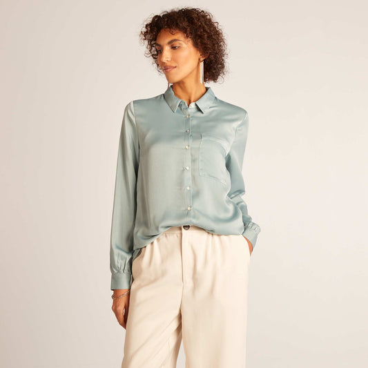 Satin-effect shirt BLUE