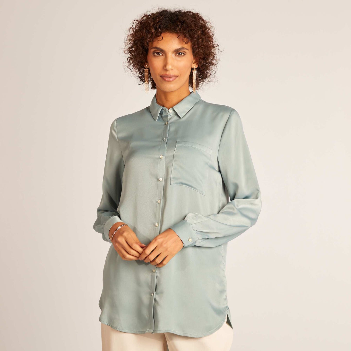 Satin-effect shirt BLUE