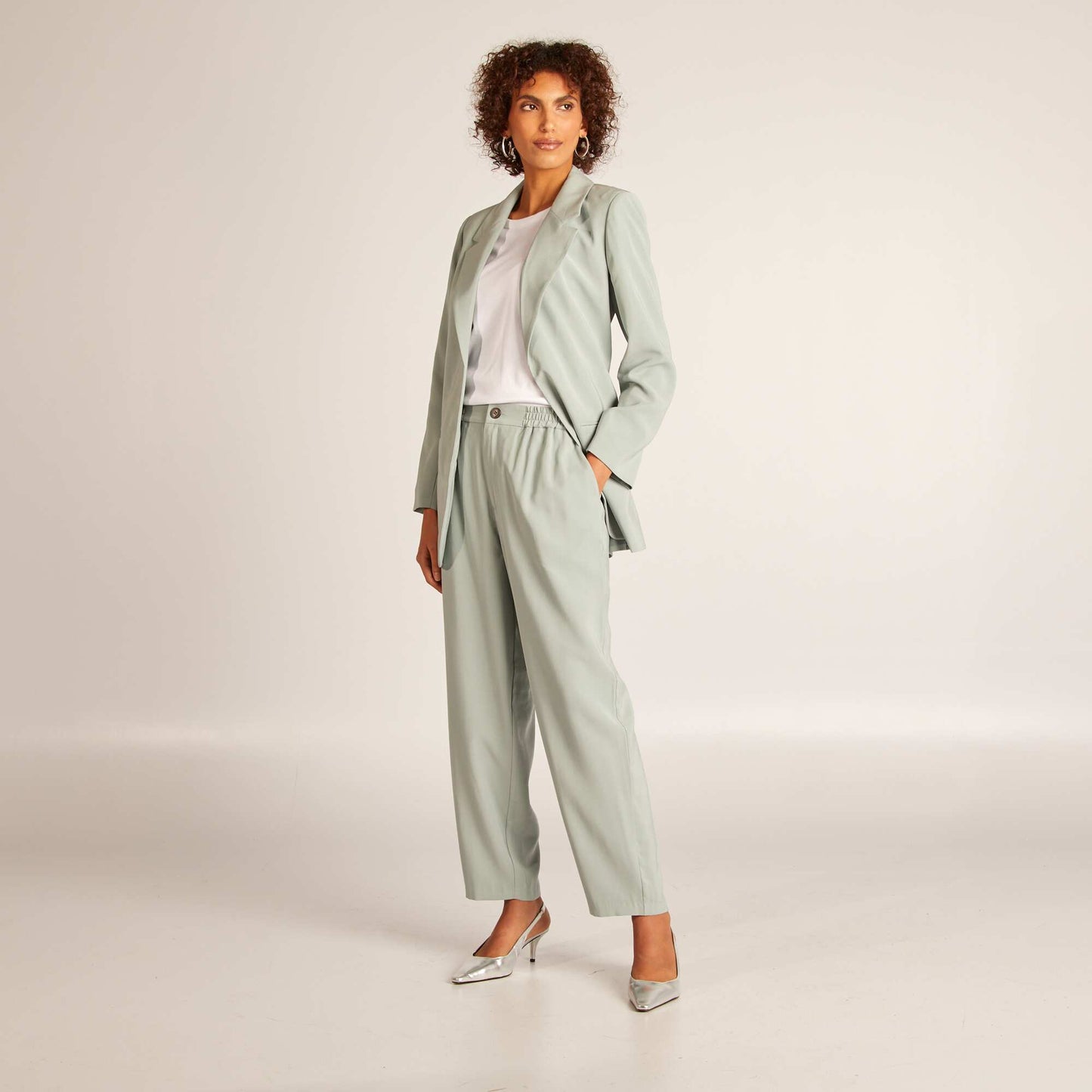 Plain straight-leg trousers BLUE