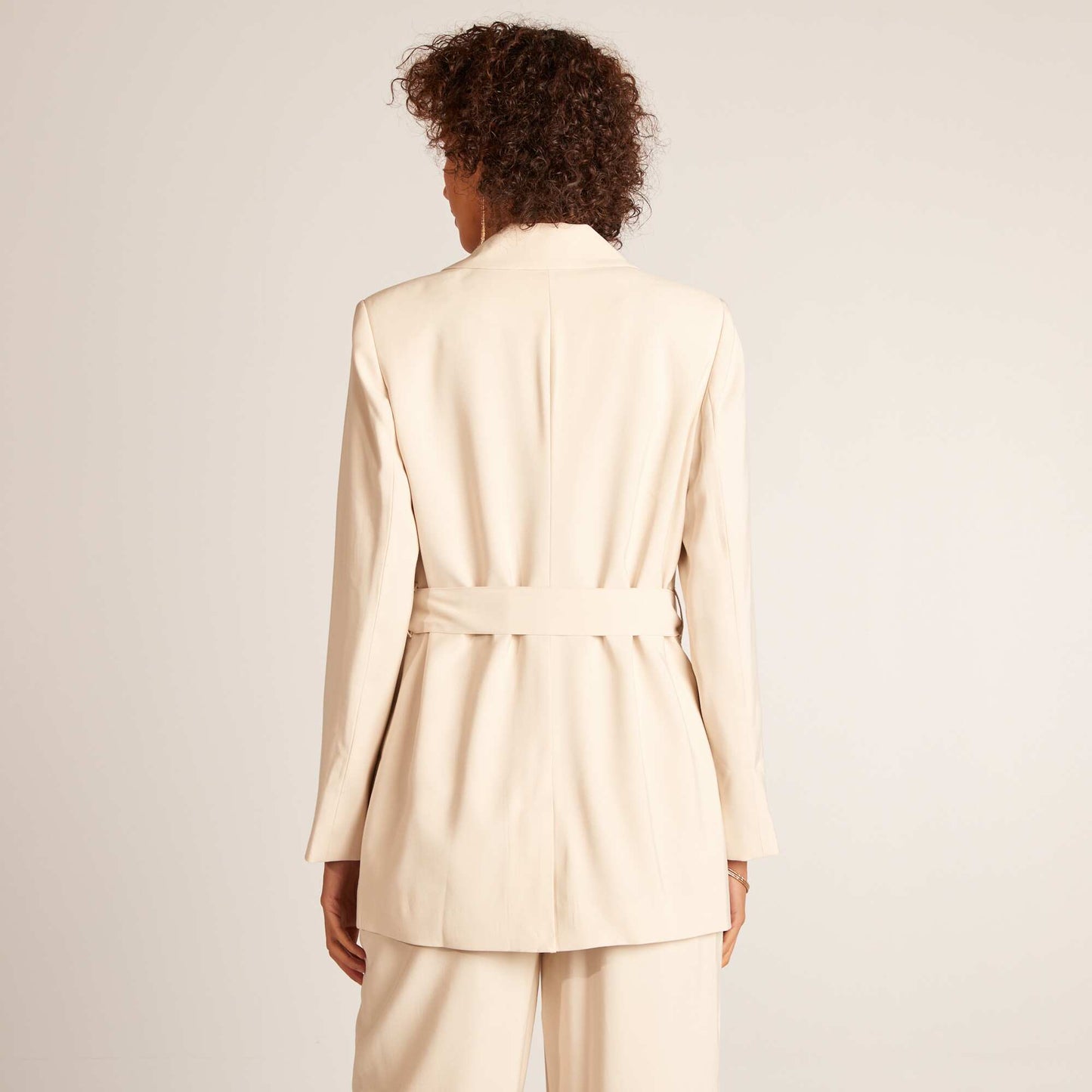 Tailored jacket with tie belt BEIGE