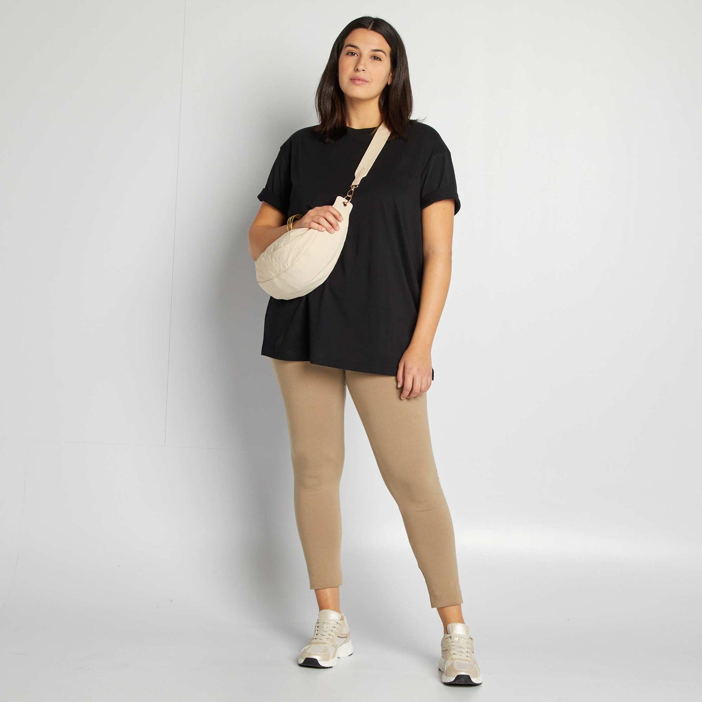 Plain short-sleeved jersey T-shirt BLACK