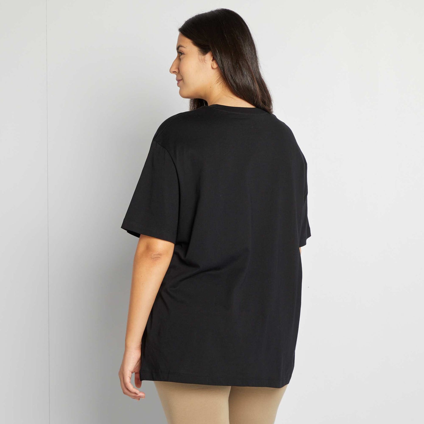 Plain short-sleeved jersey T-shirt BLACK