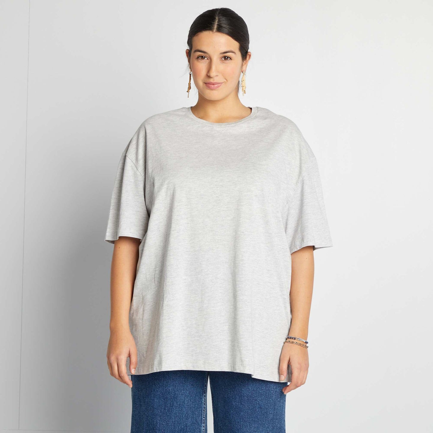 Plain short-sleeved jersey T-shirt GREY