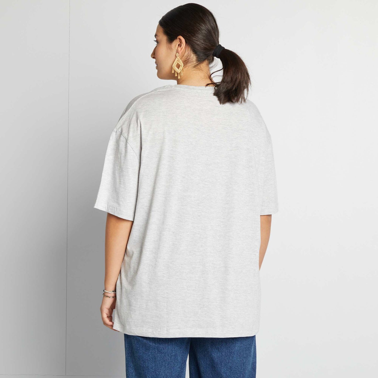 Plain short-sleeved jersey T-shirt GREY