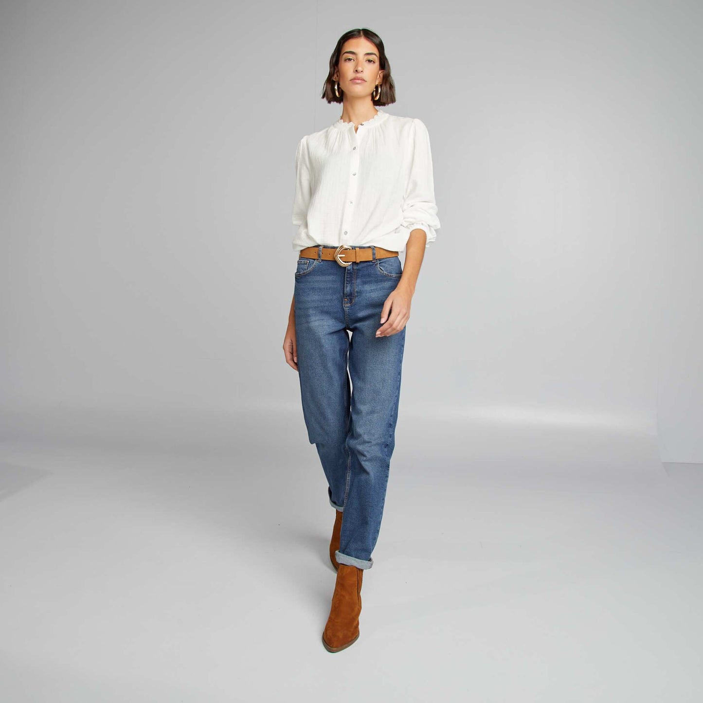 Cotton gauze blouse WHITE