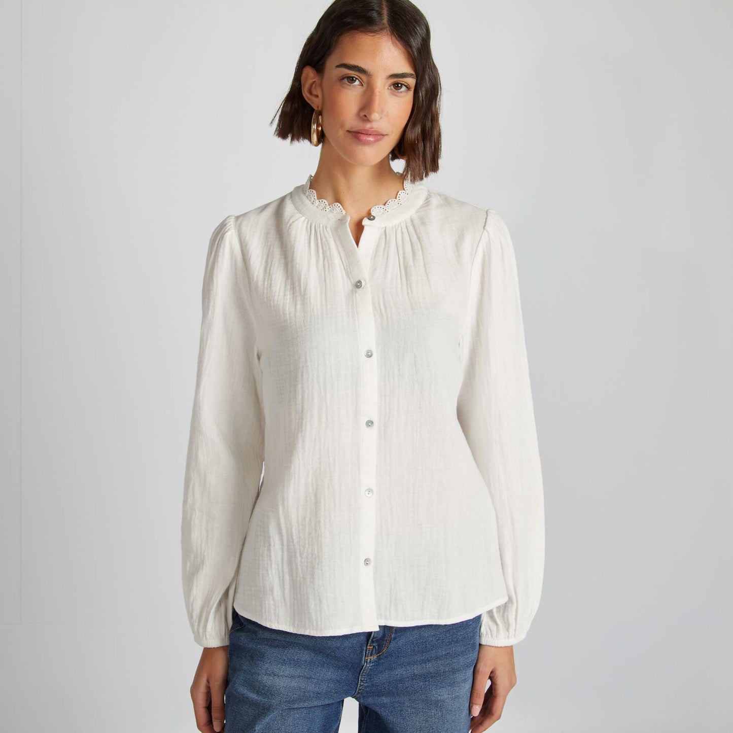 Cotton gauze blouse WHITE