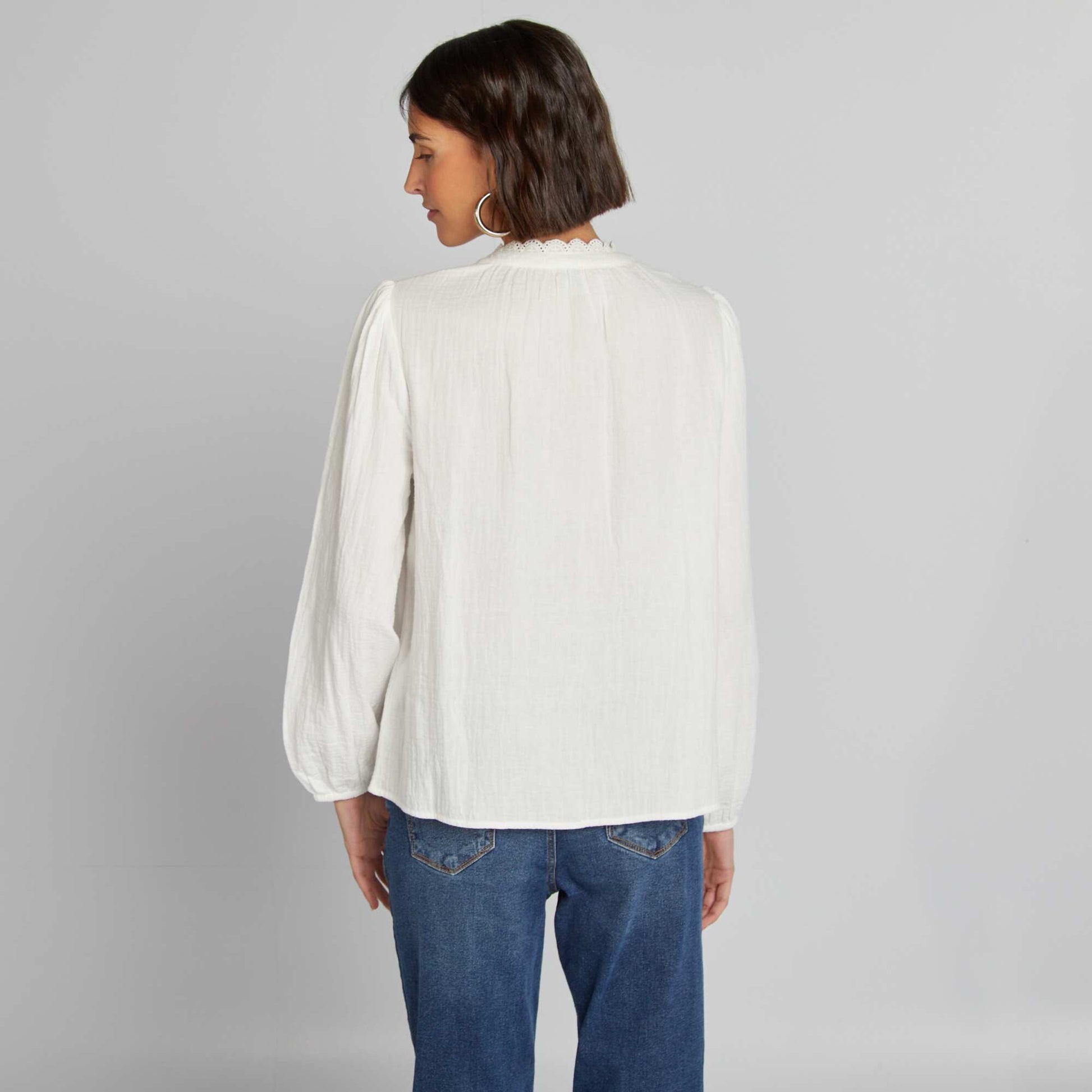 Cotton gauze blouse WHITE