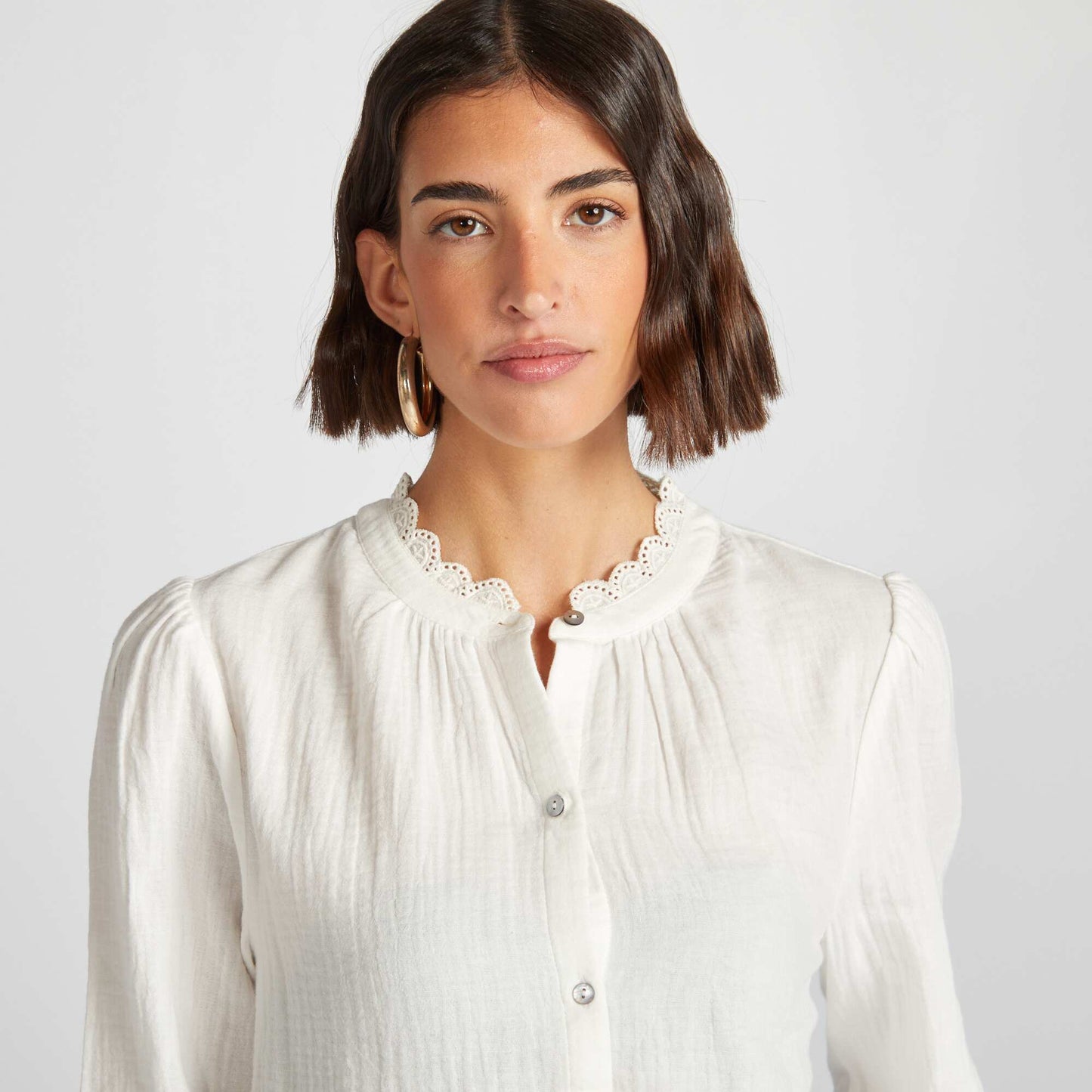 Cotton gauze blouse WHITE