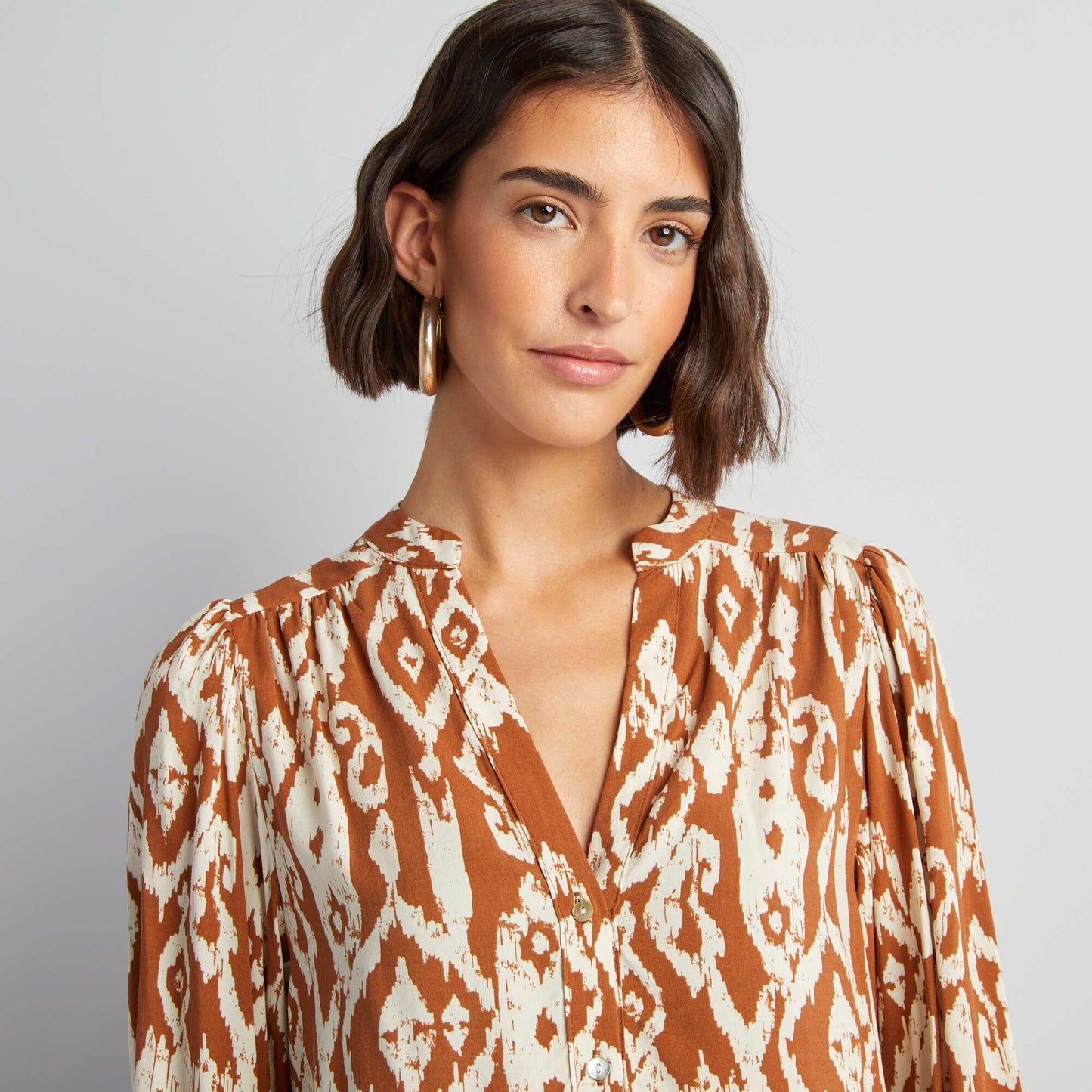 Flowing printed blouse BROWN