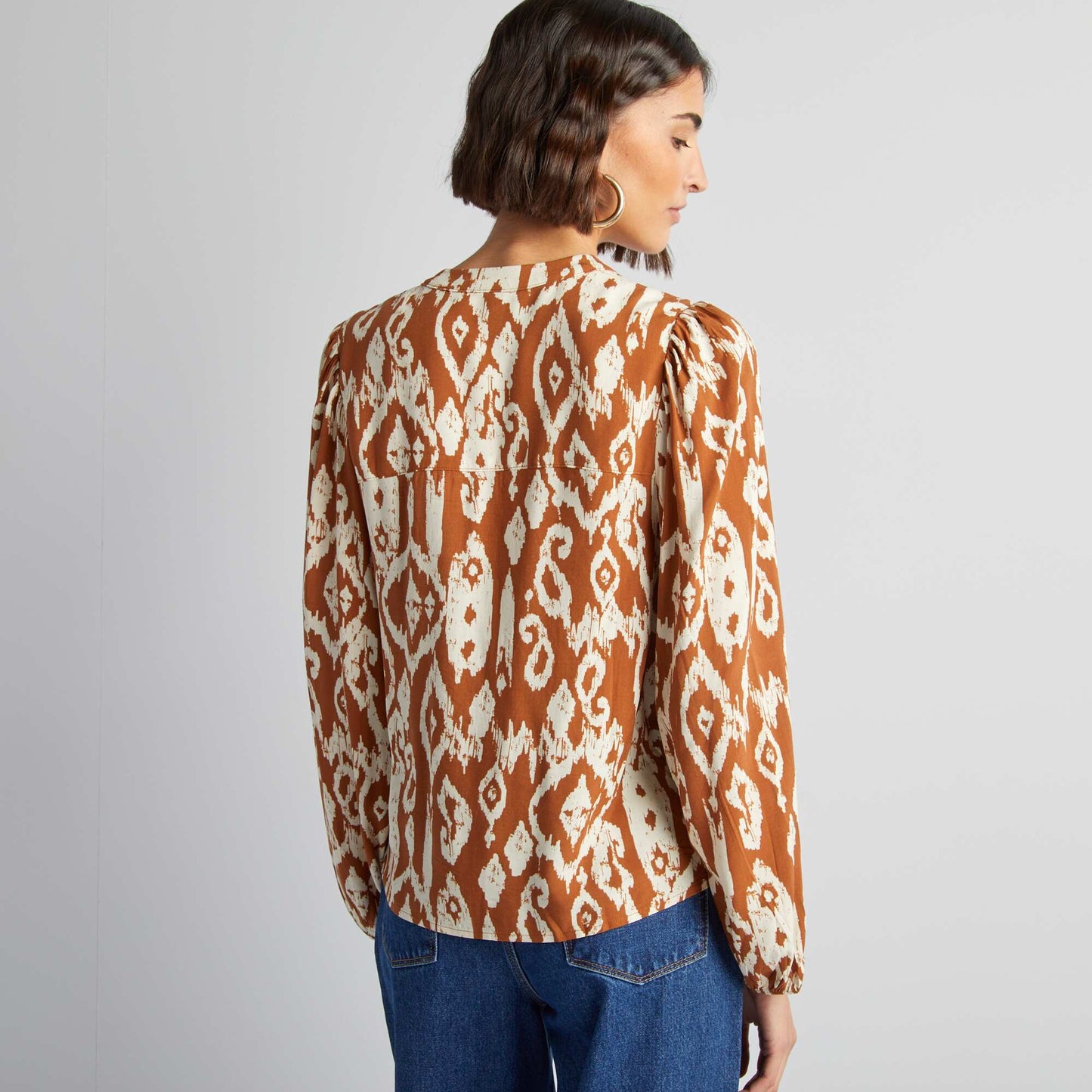 Flowing printed blouse BROWN