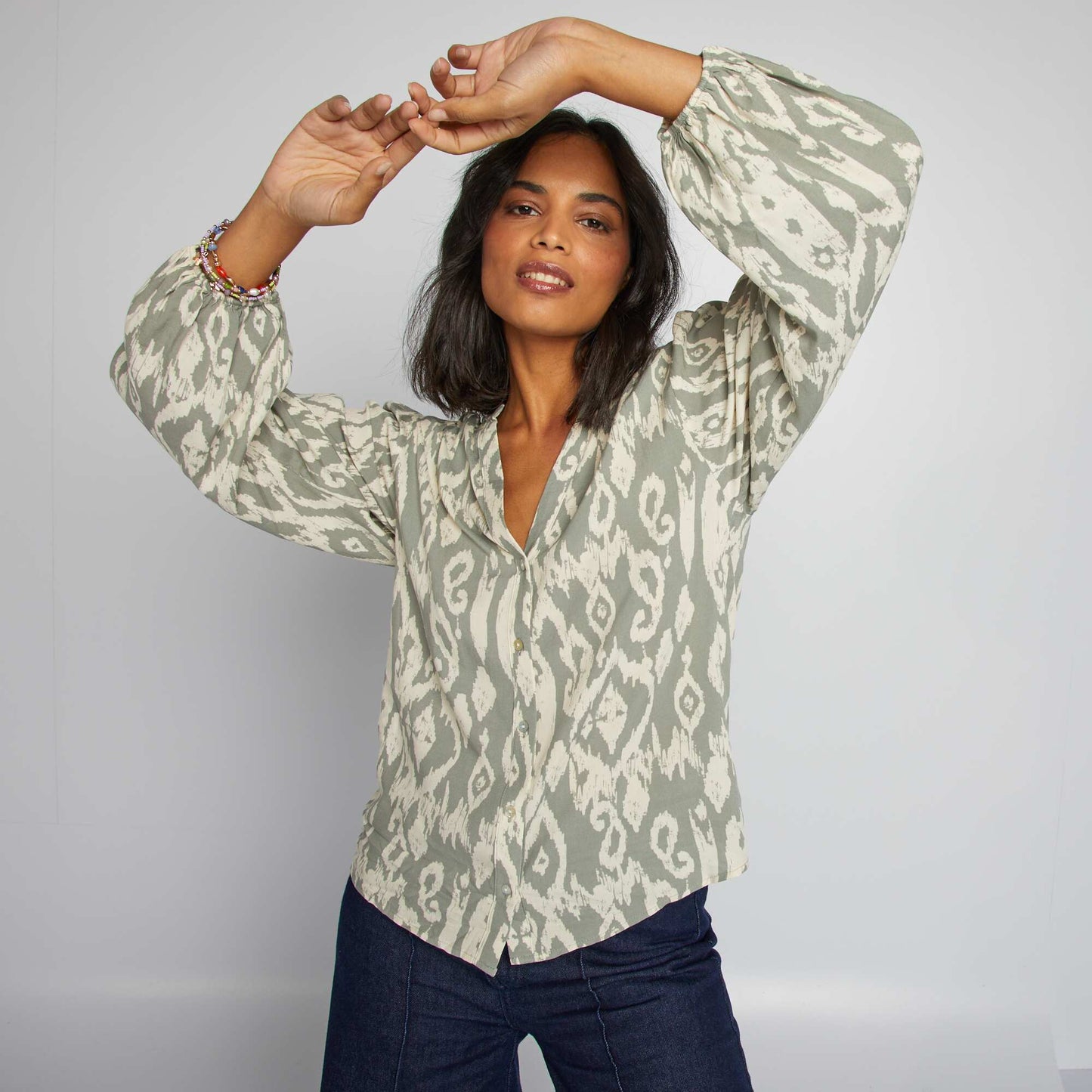 Flowing printed blouse GREEN