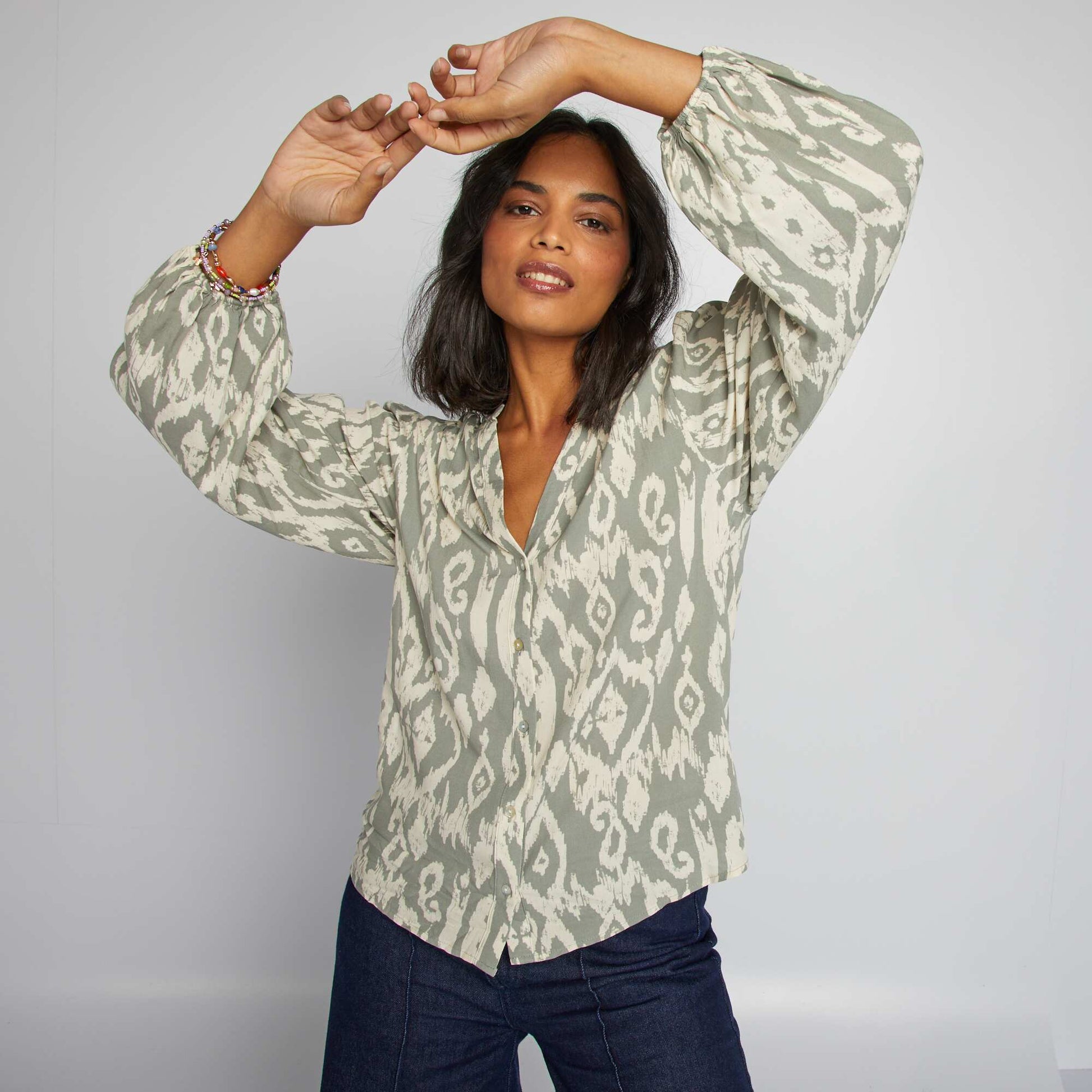 Flowing printed blouse GREEN