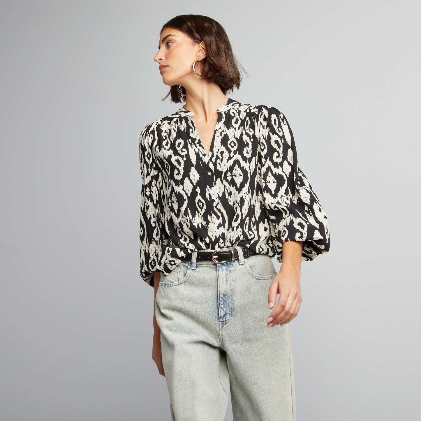 Flowing printed blouse BLACK