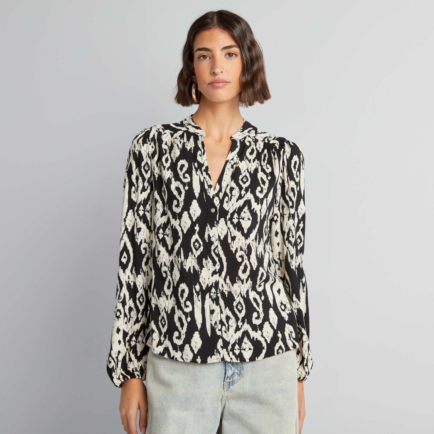 Flowing printed blouse BLACK