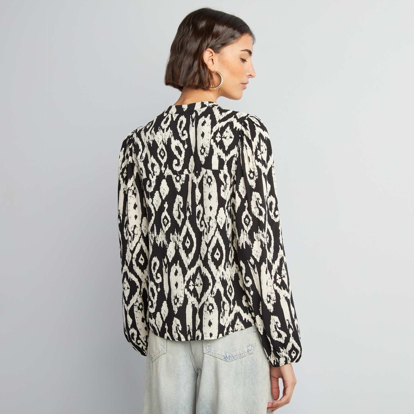 Flowing printed blouse BLACK