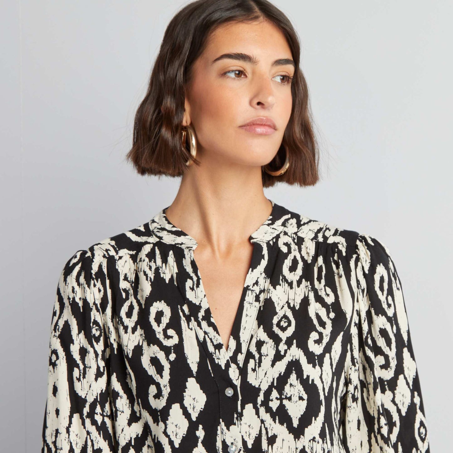 Flowing printed blouse BLACK