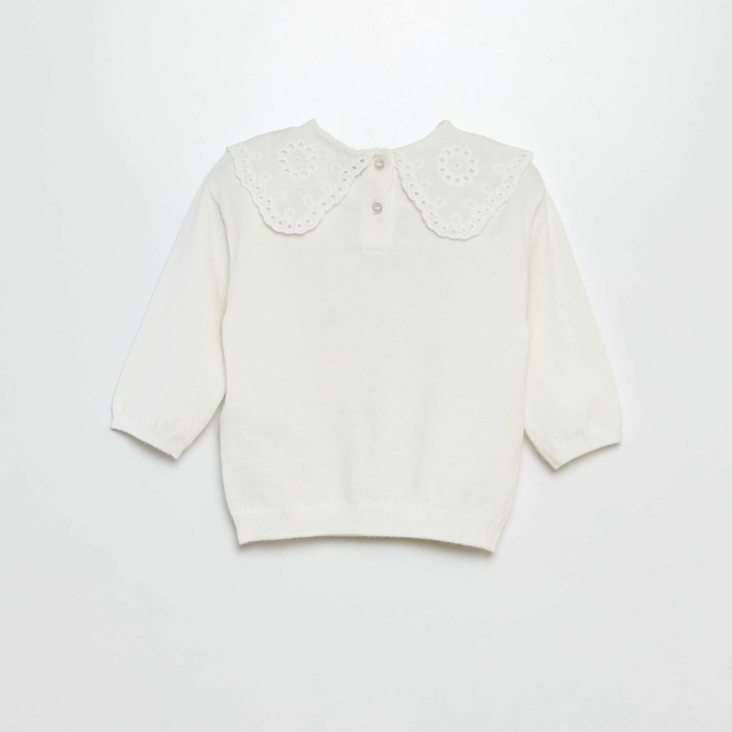 Knit sweater with embroidered collar WHITE