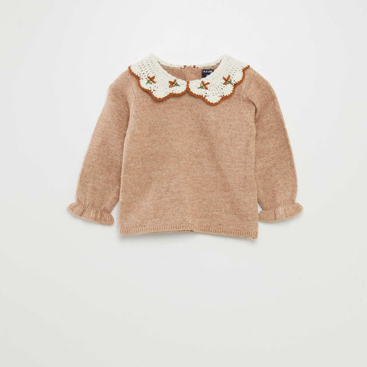 Jumper with Peter Pan collar BEIGE