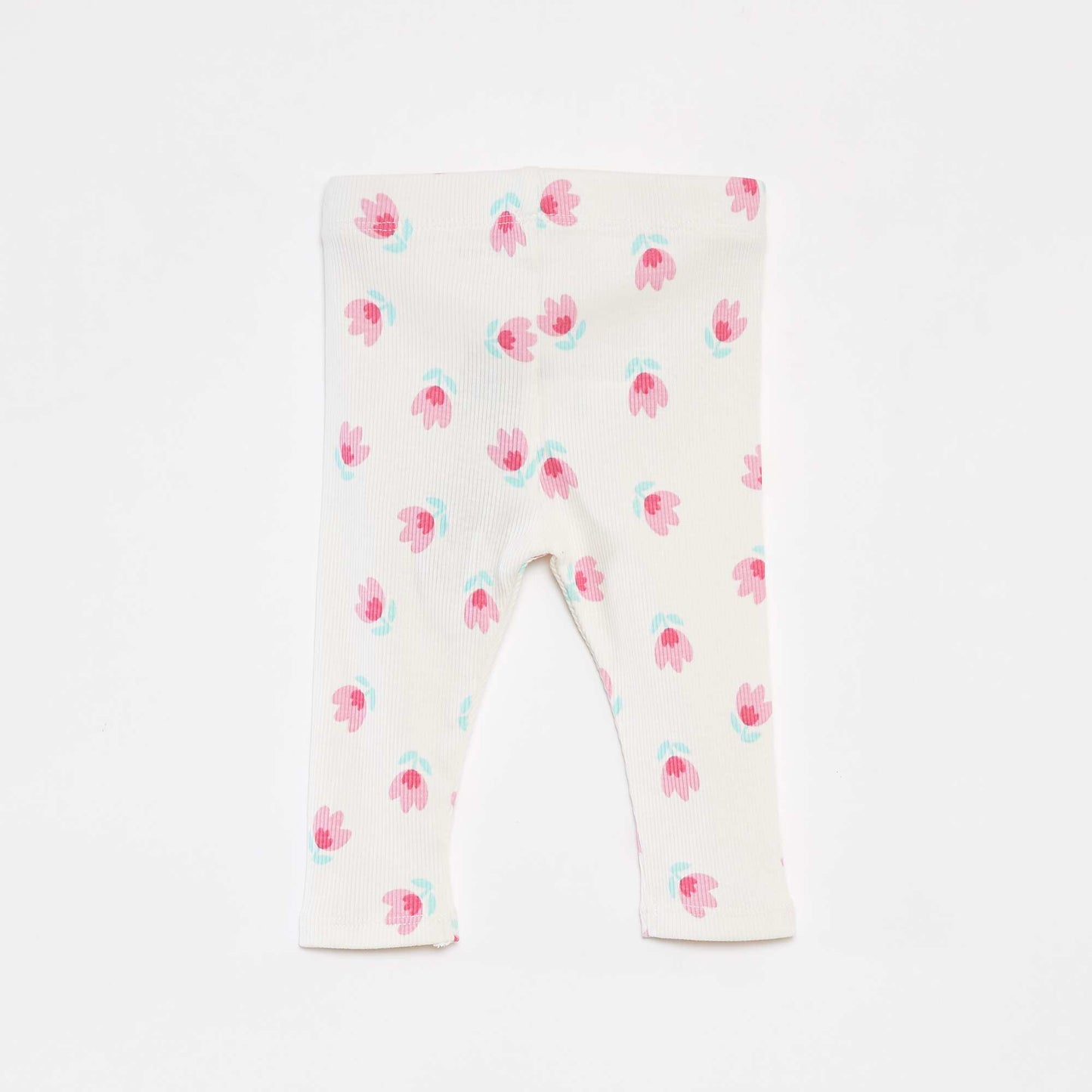 Ribbed leggings with decorative buttons WHITE