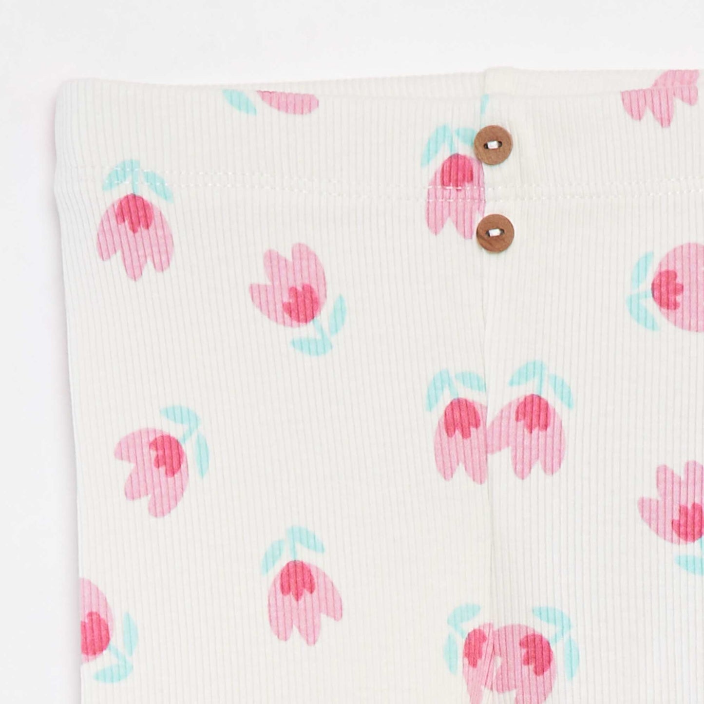 Ribbed leggings with decorative buttons WHITE