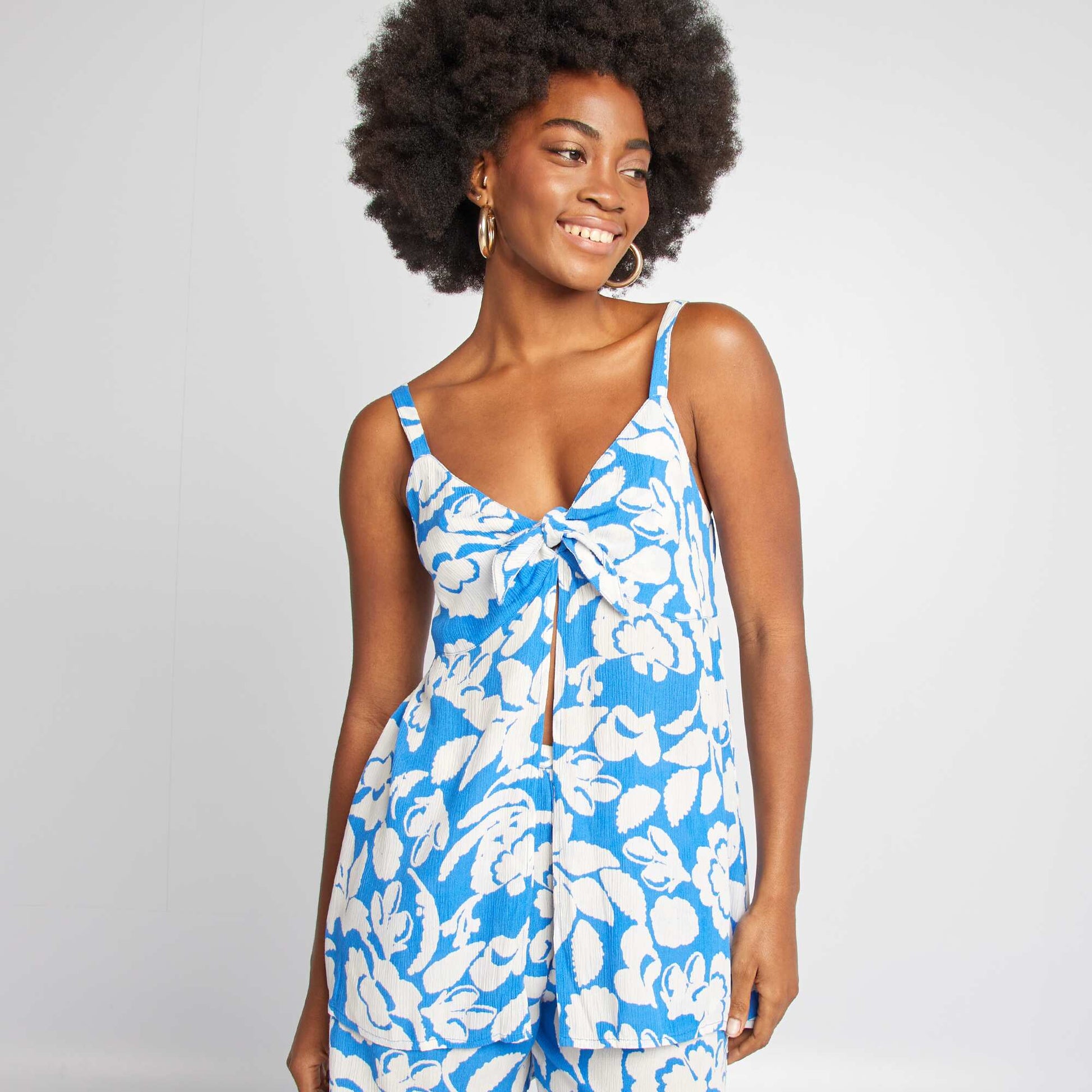 Floral strappy top BLUE