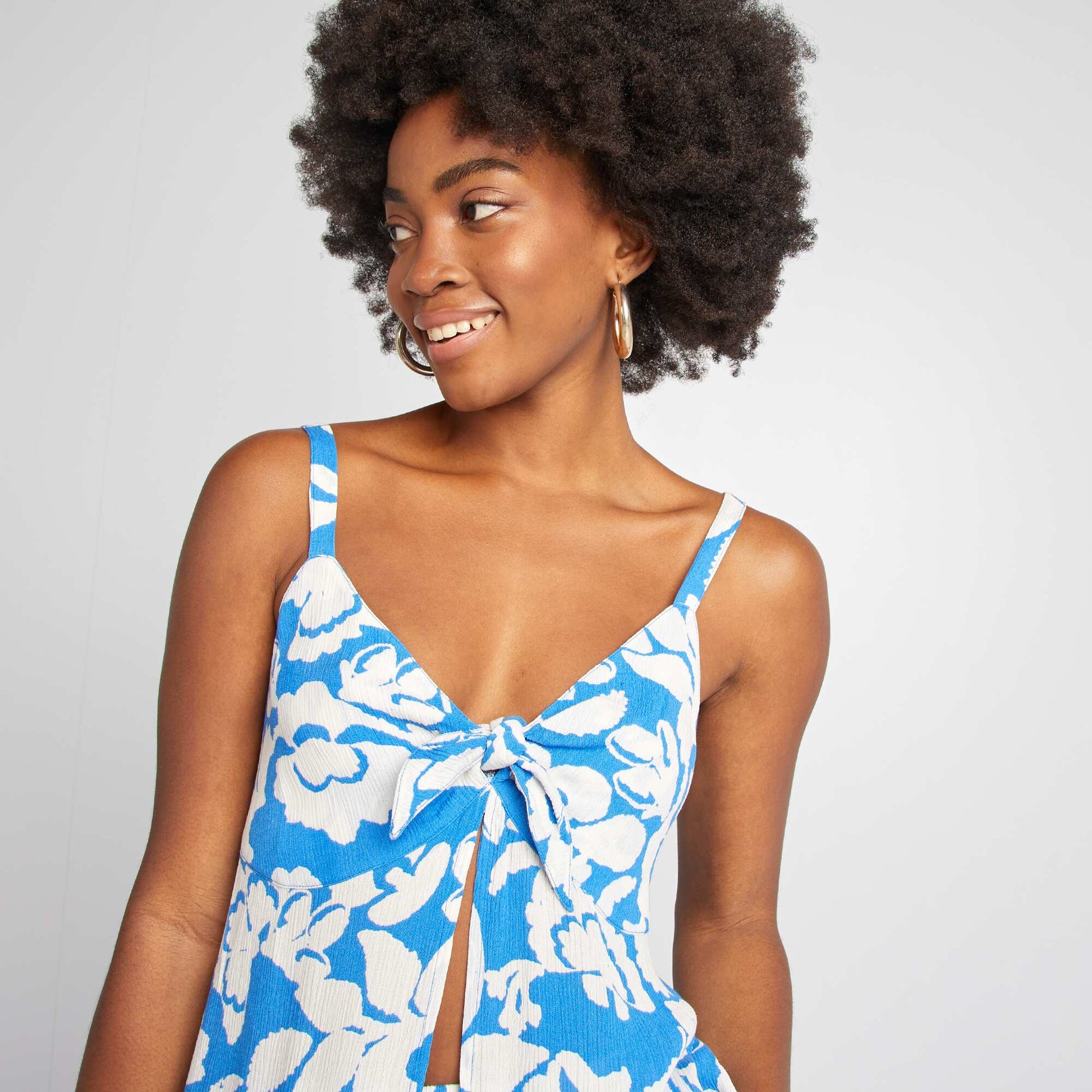 Floral strappy top BLUE