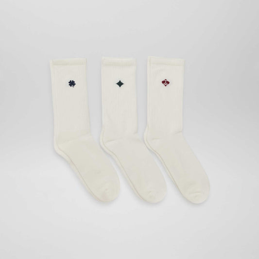 Long knit socks - Pack of 3 WHITE