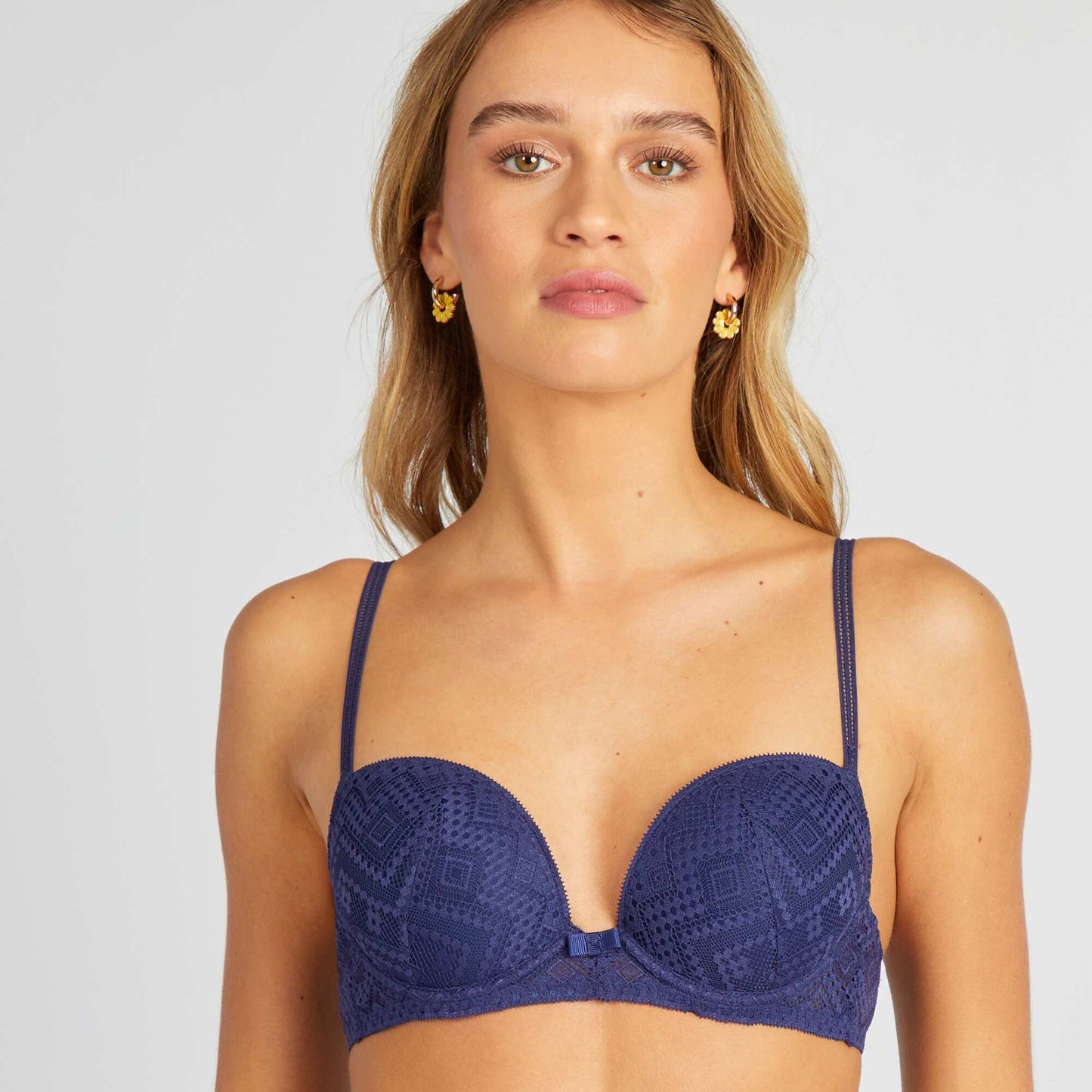 Lace demi-cup bra BLUE