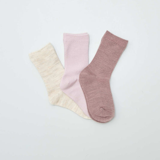 Pack of 3 pairs of warm socks BEIGE