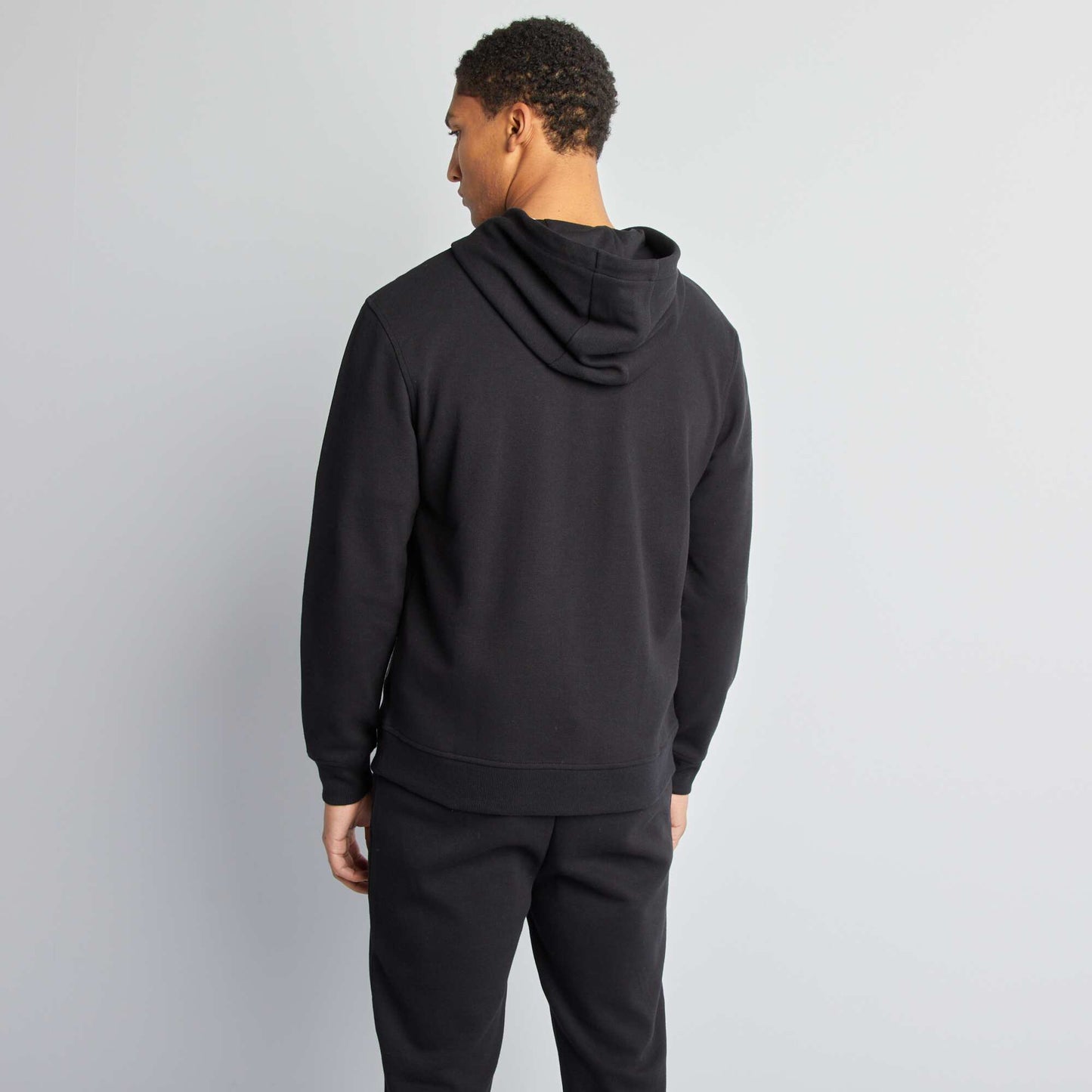 Piqué knit hoodie black