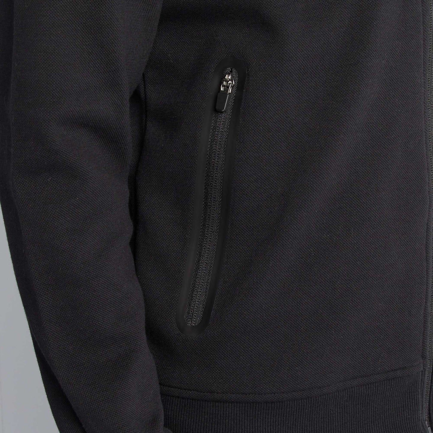 Piqué knit hoodie black