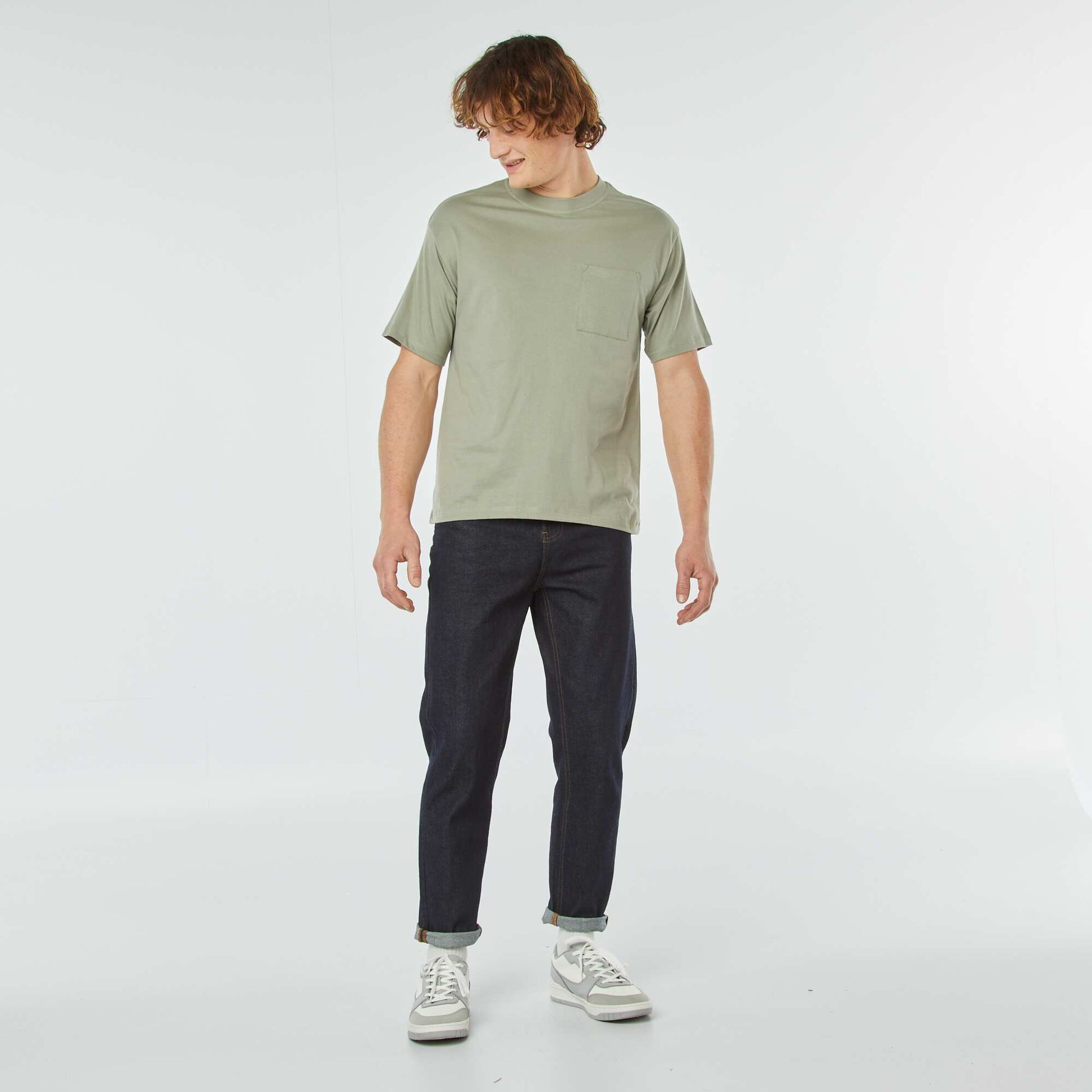 Plain T-shirt with breast pocket GREEN