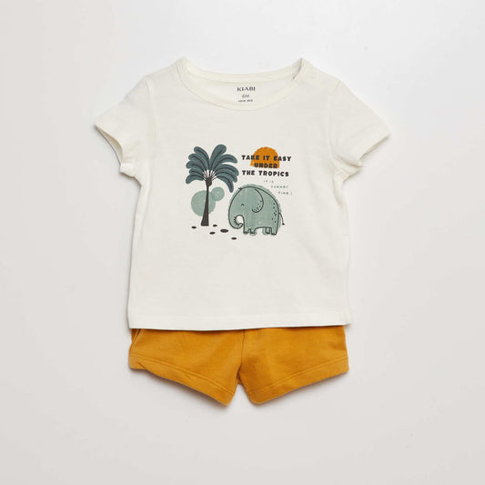 T-shirt + shorts set - 2-piece set WHITE