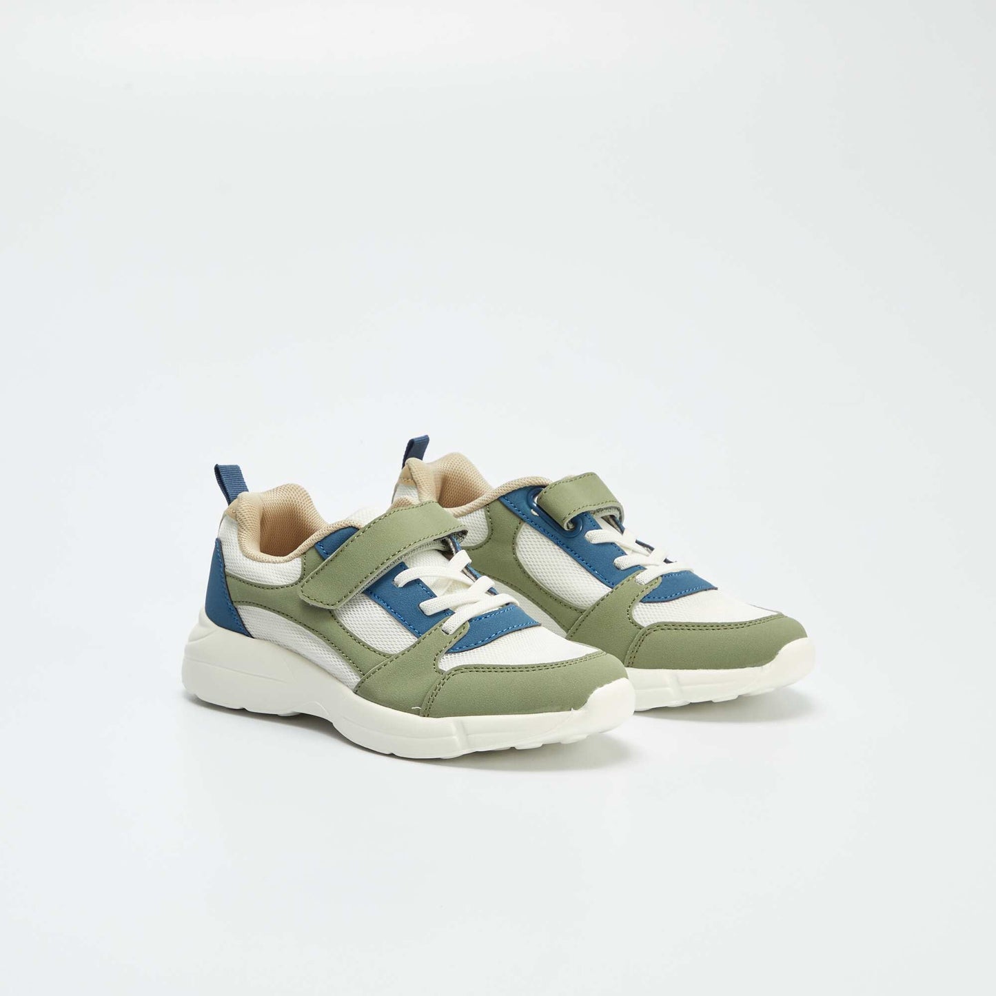 Hook-and-loop trainers with laces KHAKI