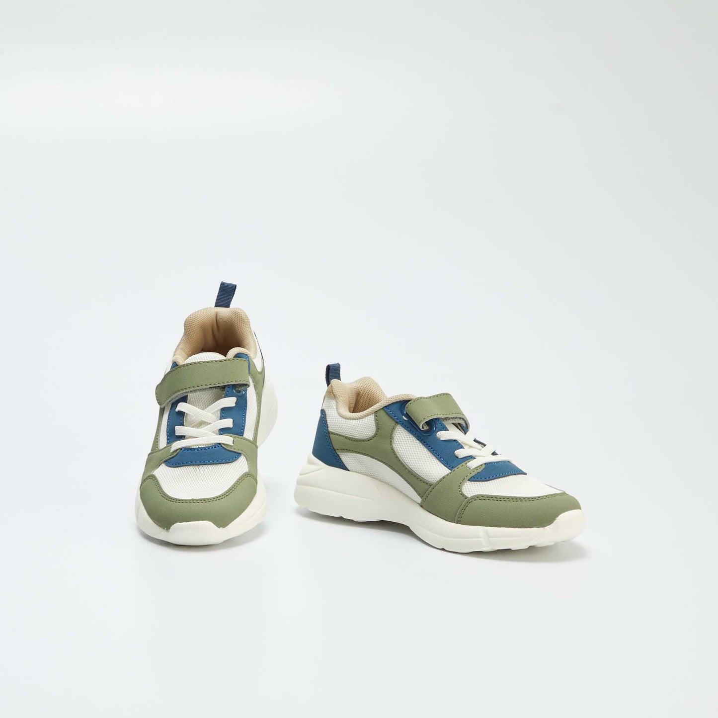 Hook-and-loop trainers with laces KHAKI