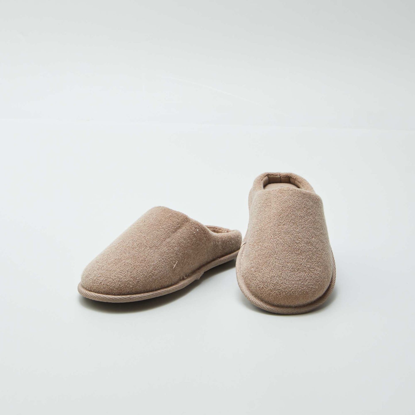 Bouclé knit mule slippers BEIGE