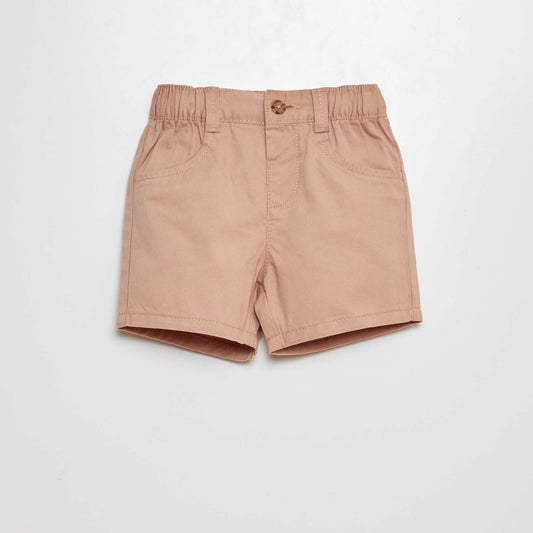 Straight-cut twill shorts BEIGE