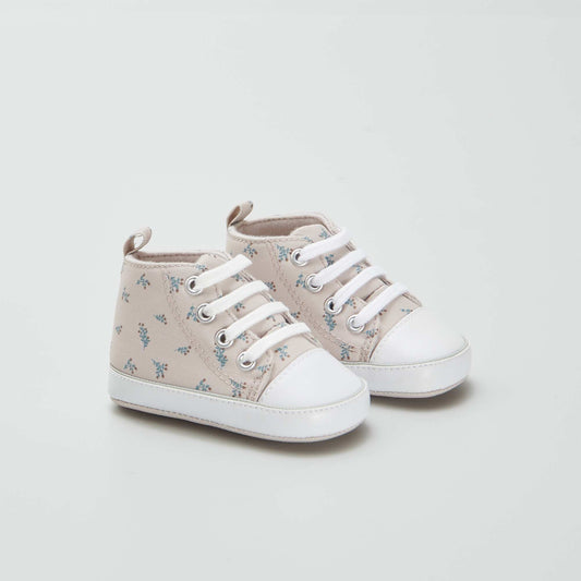 High-top canvas trainers BEIGE