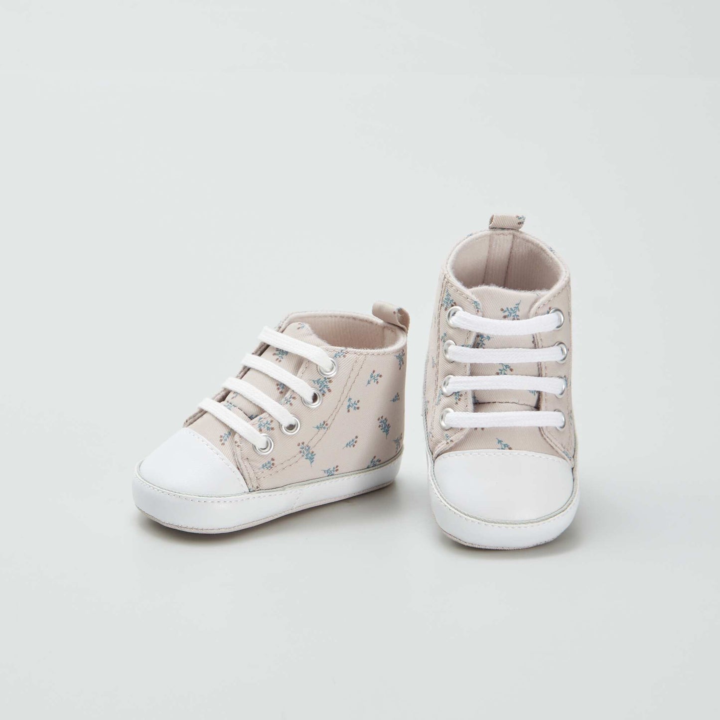 High-top canvas trainers BEIGE