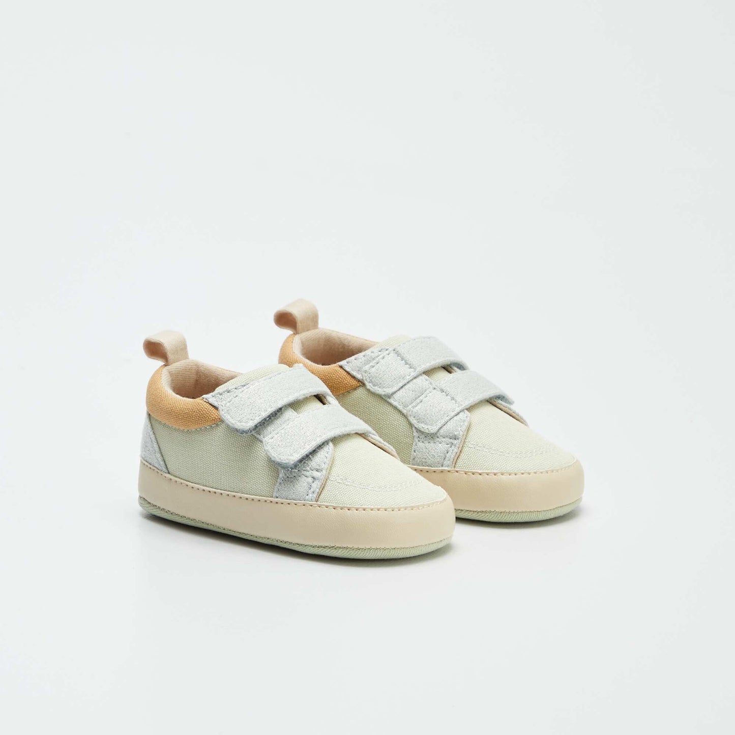 Low-top canvas trainers with hook-and-loop fastening BLUE